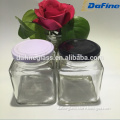 500ml High quality Eco-friendly clear square glass storage jar with metal lid for food,glass container for honey